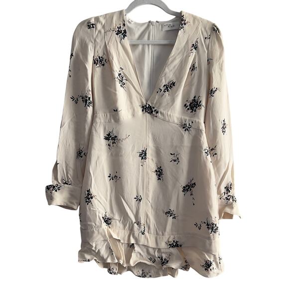 ALC Women's size 2 Silk Floral Sana Mini Dress Flounce Hem Brunch Going Out - Picture 3 of 9